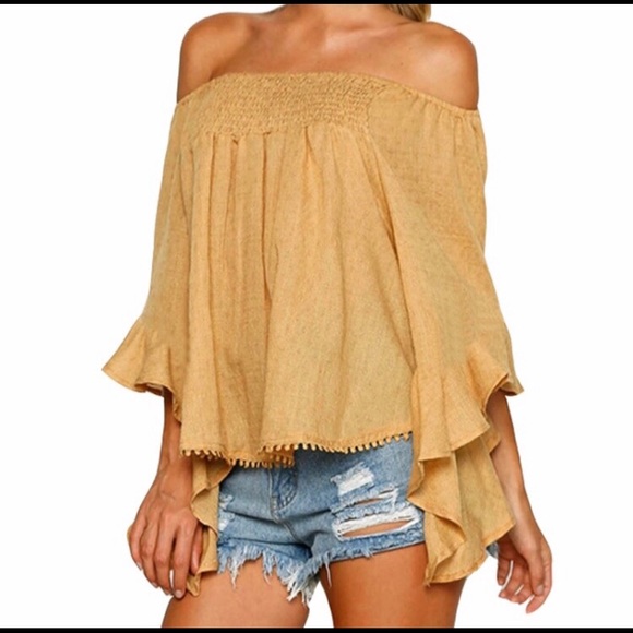 Boho Off The Shoulder Bell sleeve blouse - Picture 2 of 7
